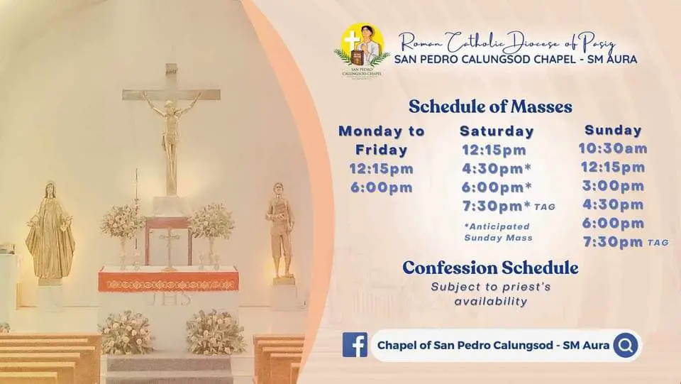 Chapel of San Pedro Calungsod (SM Aura) Mass Schedule