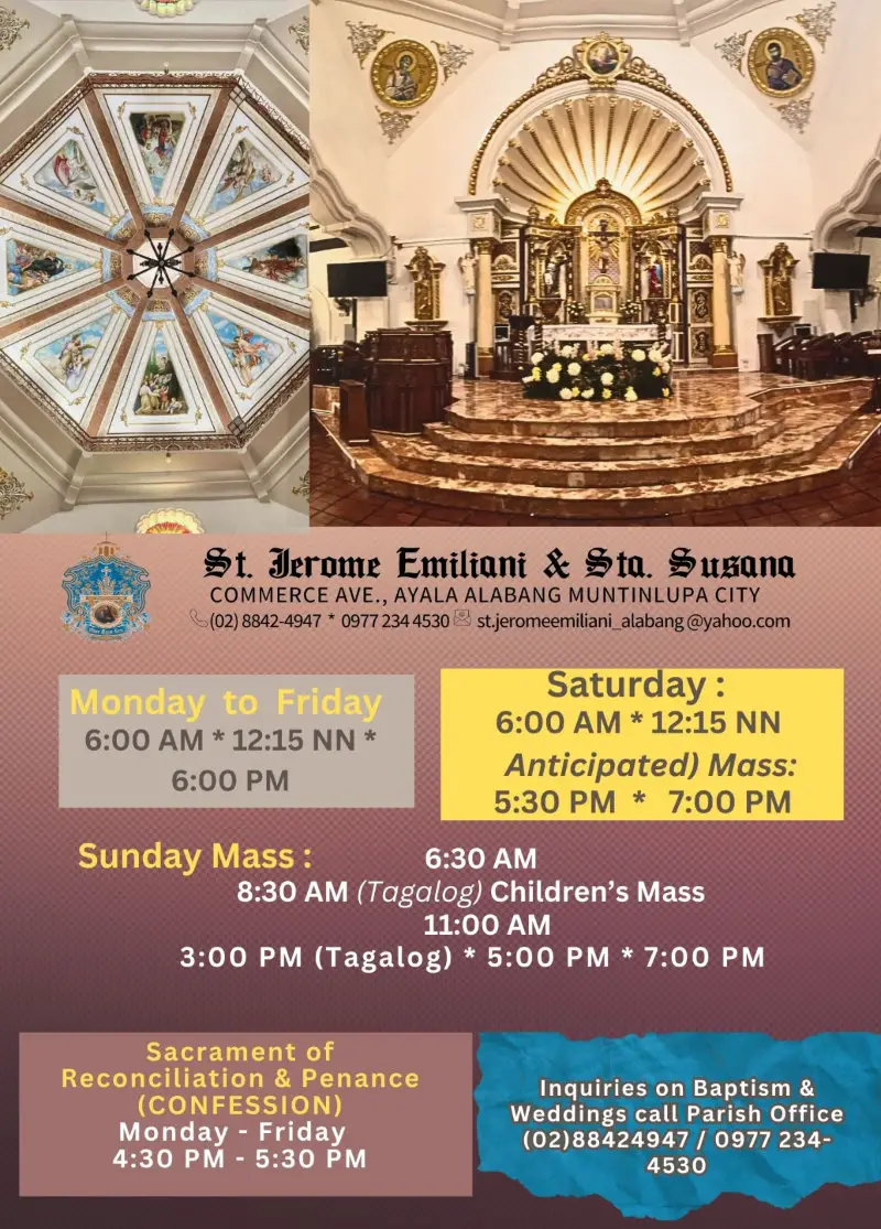 St. Jerome Emiliani and Sta. Susana Parish Mass Schedule