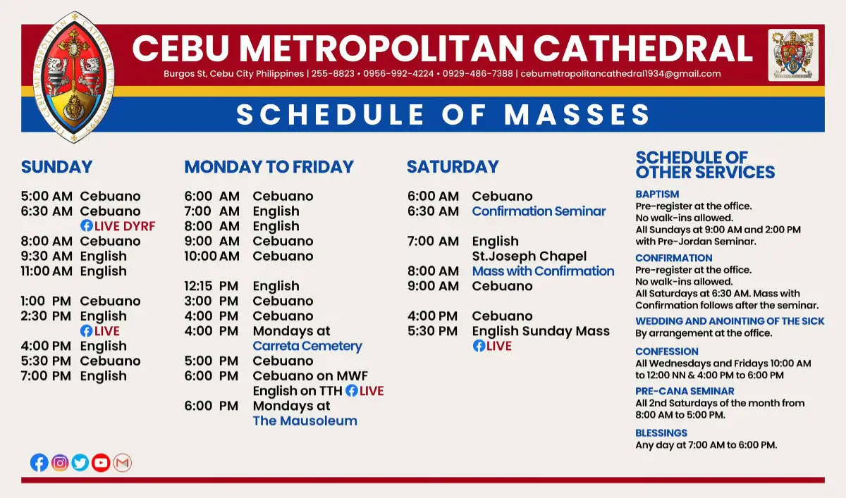 Cebu Metropolitan Cathedral Mass Schedule