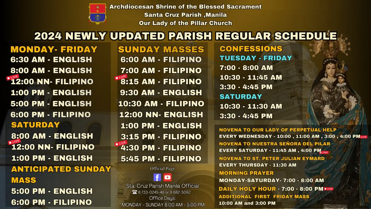 Santa Cruz Parish Mass Schedule