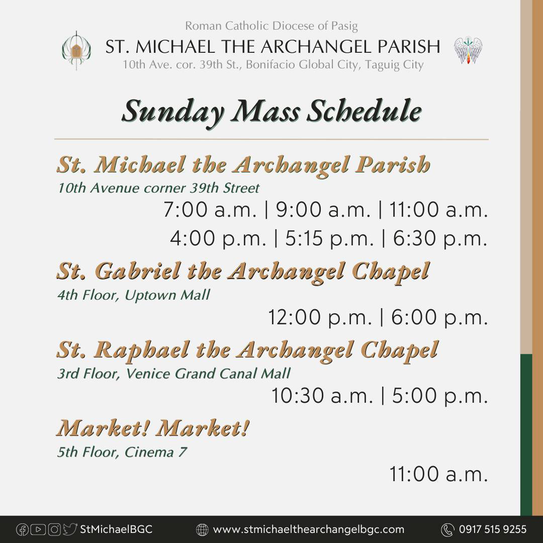 St. Michael the Archangel Parish BGC Mass Schedule