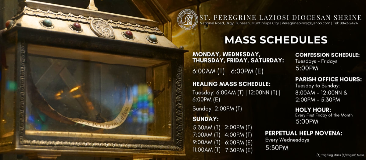 St. Peregrine Laziosi Parish & Diocesan Shrine Mass Schedule